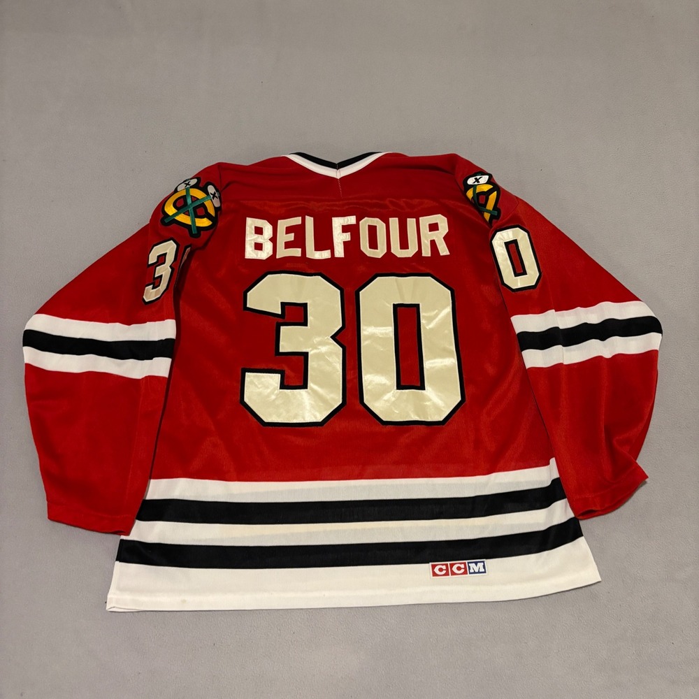Vintage CCM Chicago Blackhawks Ed Belfour 30 Hockey Jersey Red Mens XL - Picture 3 of 4